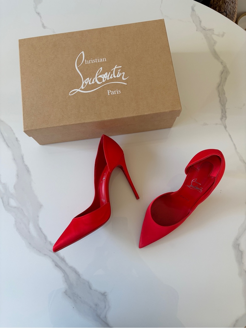 Christian Louboutin Iriza Satin Pointed Stiletto Pumps